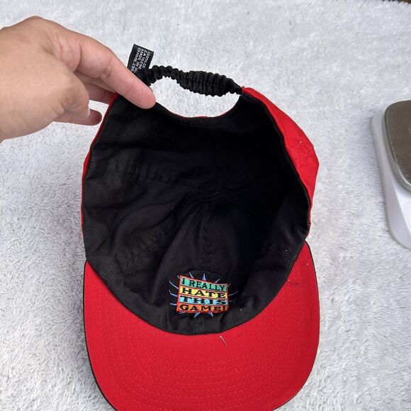 VINTAGE Reversible Sports Hat 90s Cap Stretch Back I Really Hate Love This Game - Picture 8 of 13